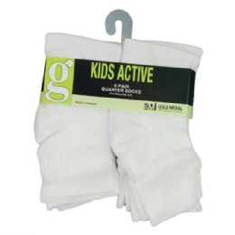 10 pieces Gold Medal 6 Kids White NoN-Cushion Ankle Socks Size 8-9 - Boys Ankle Sock