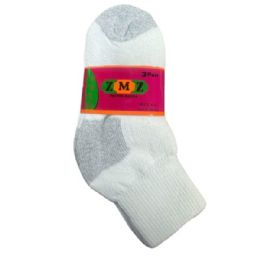 20 pieces Zmz 3 Pair Kids Ankle Socks Size 4-6 In White & Grey - Boys Ankle Sock