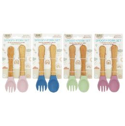 48 pieces Bonita Home Silicone Baby Spoon&fork Wood Handle - Baby Utensils