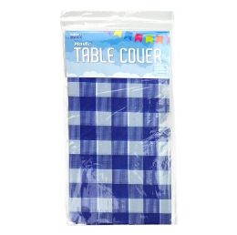 96 pieces Pm Plaid Table Cover Royal Blue 54x108in - Table Cloth