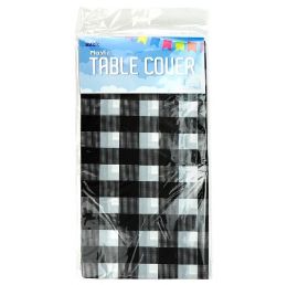 96 pieces Pm Plaid Table Cover Black 54x108in - Table Cloth