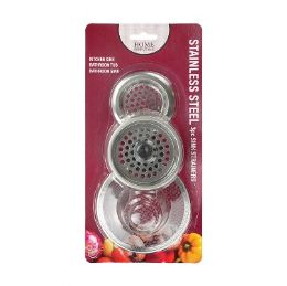 144 Wholesale Bh Sink Strainer 3pc 2.83-3.35-4.41in ss