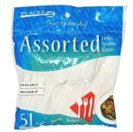 48 pieces Bh Plastic White Cutlery Combo 51ct - Plastic Dinnerware