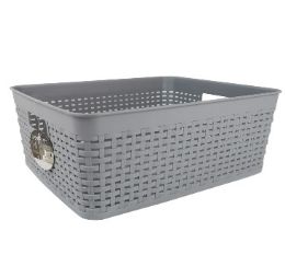 12 pieces Bh Gray Plastic Basket 14x11.4x5.3in - Baskets