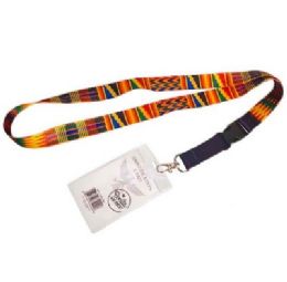 480 pieces Bh Lanyard+badgehlder Kente 22in - ID Holders