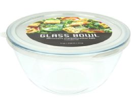 12 pieces Bh Glass Bowl W White Lid 71oz 2100ml - Kitchen Bowls