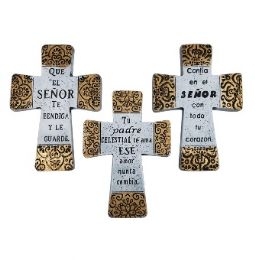 24 pieces Cross Plaque Spanish Phrase Assorted 5.9 Inches - Religious Decor