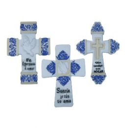 24 pieces Cross Plaque Spanish Phrase Assorted 5.9 Inches - Religious Decor