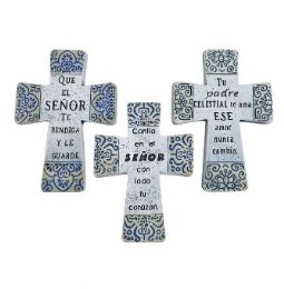 24 pieces Cross Plaque Spanish Phrase Assorted 5.9 Inches - Religious Decor