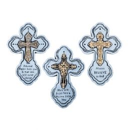 24 pieces Cross Plaque English Phrase Assorted 5.9 Inches - Religious Decor