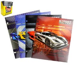 48 pieces  Promarx Portfolio 2 Pocket 4 Asst Cars - Folders and Report Covers