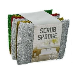 48 pieces Bh Colored Sponge Scrubs 6ct 4.3x3.3x0.4 - Scouring Pads & Sponges