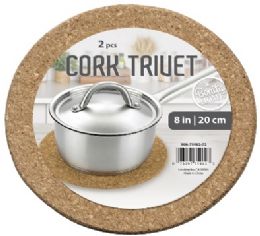 72 pieces Bh Round Cork Trivet 2pc Set D7.8in - Coasters & Trivets