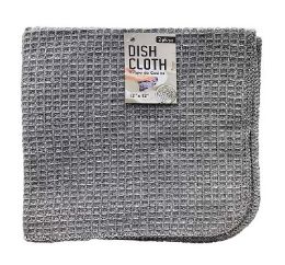 60 of Dish Cloth 2pc Waffle Gray 12x12in
