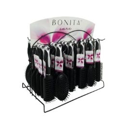 144 pieces Bc Hair Brush In Metal Rack 6 Styles - Hair Brushes & Combs