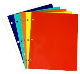 48 pieces 4 Pocket Paper Portfolio Glossy 12.5 inch X 9.5 inch Assorted Colors, Pdq - Folders and Report Covers