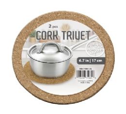 96 pieces Bh Round Cork Trivet 2pc Set D6.7in - Coasters & Trivets