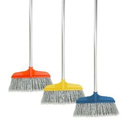 36 Pieces Bh Upright Broom W Handle Asst Colors - Cleaning Products