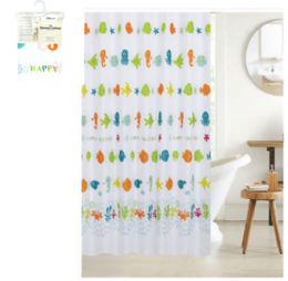 24 pieces Shower Curtain Kids W Hooks 71 Inches - Shower Curtain