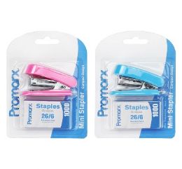 48 Wholesale Promarx Mini Stapler Set 2 Solid Colors