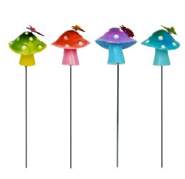 24 pieces Bh Garden Stake Mushroon W Insect Design - Garden Decor