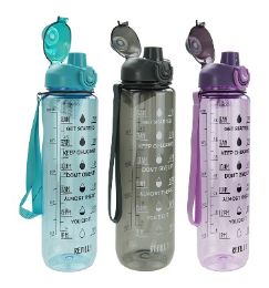 12 pieces Bh Water Bottle W Flip Top Strap 33oz - Drinking Water Bottle