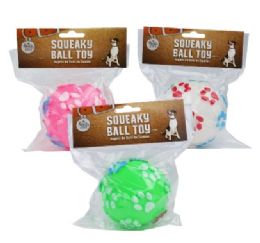 80 pieces Bp Plastic Chew Toy Ball 3 Asst Squeaky - Pet Toys