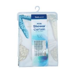 24 pieces Bh S-Curtain W-Hooks 71in Shells Peva - Shower Curtain