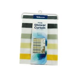24 pieces Bh S-Curtain W-Hooks 71in Striped Peva - Shower Curtain