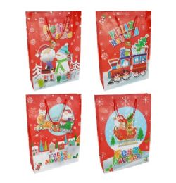 144 pieces Bh Christmas Bag Lg Asst Feliz Navidad - Christmas Gift Bags and Boxes