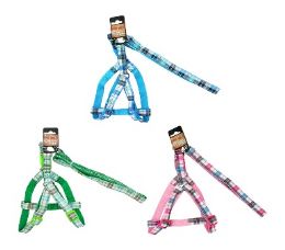 48 pieces Bp Dog Harness & Leash Set Md 3 Asst Pla - Pet Collars and Leashes