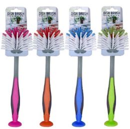 24 pieces Bh Plastic Suction Dish Brush 4 Colors - Cleaning Products