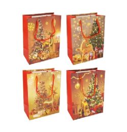 144 pieces Bh Christmas Bag Sm Deer Designs - Christmas Gift Bags and Boxes