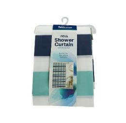 24 pieces Bh S-Curtain W-Hooks 71in Striped Peva - Shower Curtain