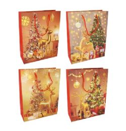 144 pieces Bh Christmas Bag Med Deer Designs - Christmas Gift Bags and Boxes