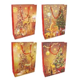 144 pieces Bh Christmas Bag Lg Deer Designs - Christmas Gift Bags and Boxes