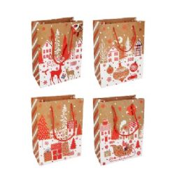 144 pieces Bh Christmas Bag Med Trees Designs - Christmas Gift Bags and Boxes
