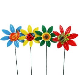 24 pieces Bh Garden Stake Flower Asst Design 26in - Garden Decor