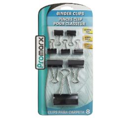 24 pieces 8ct Binder Clips, Assorted Sizes - Clips and Fasteners