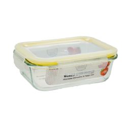 24 pieces Bh Rect Glass Cont Snap Yl Lid 21.64oz - Food Storage Containers