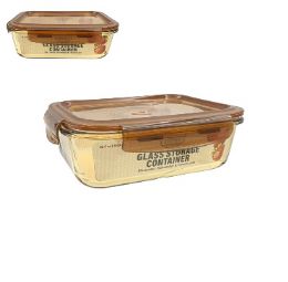 12 pieces Bh Rect Glass Cont Snap Amber Lid 35.5oz - Food Storage Containers