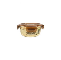 24 pieces Bh Rnd Glass Cont Snap Amber Lid 13.5oz - Food Storage Containers