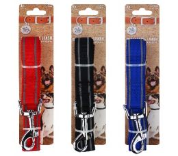 96 pieces Bp Dog Leash Md 1x48in 3 Asst Reflect - Pet Collars and Leashes