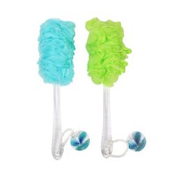 96 pieces Bc Shower Pouf W Handle Green & Aqua - Shower Accessories