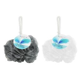 144 pieces Bc Shower Pouf White & Grey 2 Asst - Shower Accessories