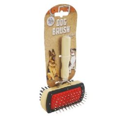 48 pieces Bp Double Side Dog Brush 7in Wood Handle - Pet Grooming Supplies