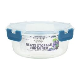 24 pieces Bh Rnd Glass Cont Snap Bl Lid 32.2oz - Food Storage Containers