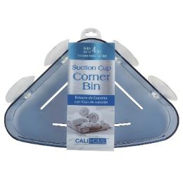 12 pieces Ch Corner BiN-Suct Cup Bl 9.25x6x1.25 inches - Shower Accessories