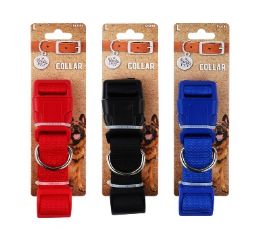 96 pieces Bp Dog Collar Lg 16-24in 3 Asst Solid - Pet Collars and Leashes
