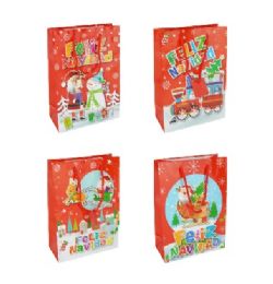 144 pieces Bh Christmas Bag Sm Asst Feliz Navidad - Christmas Gift Bags and Boxes